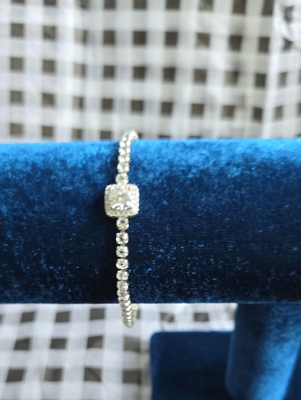 Sterling Silver Clear Cubic Moissanite Tennis Bracelet - Sparkling Halo Accent